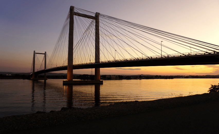 view of the cable bridge in pasco, washington